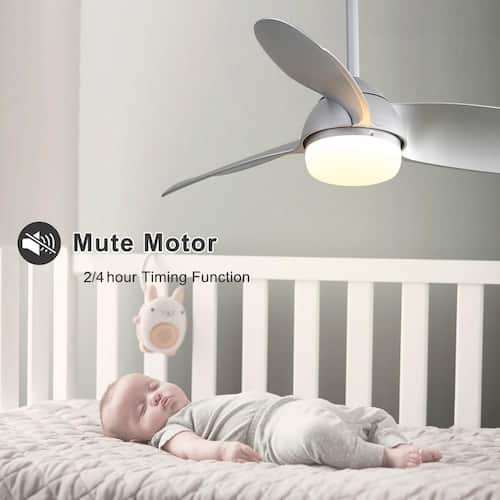 42 in. Indoor Silver ABS Ceiling Fan with 6 Speed Remote Control and Dimmable Light Lighting