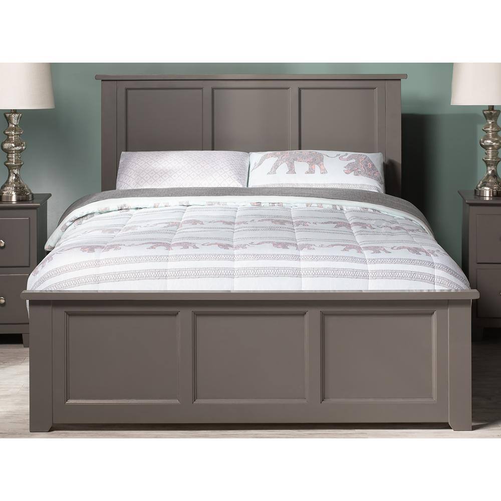 Madison Gray Queen Solid Wood Platform Bed with Headboard