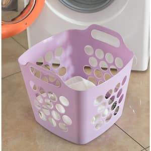 Flexible Plastic Carry Laundry Basket Holder Square Storage Hamper with Side Handles, Purple