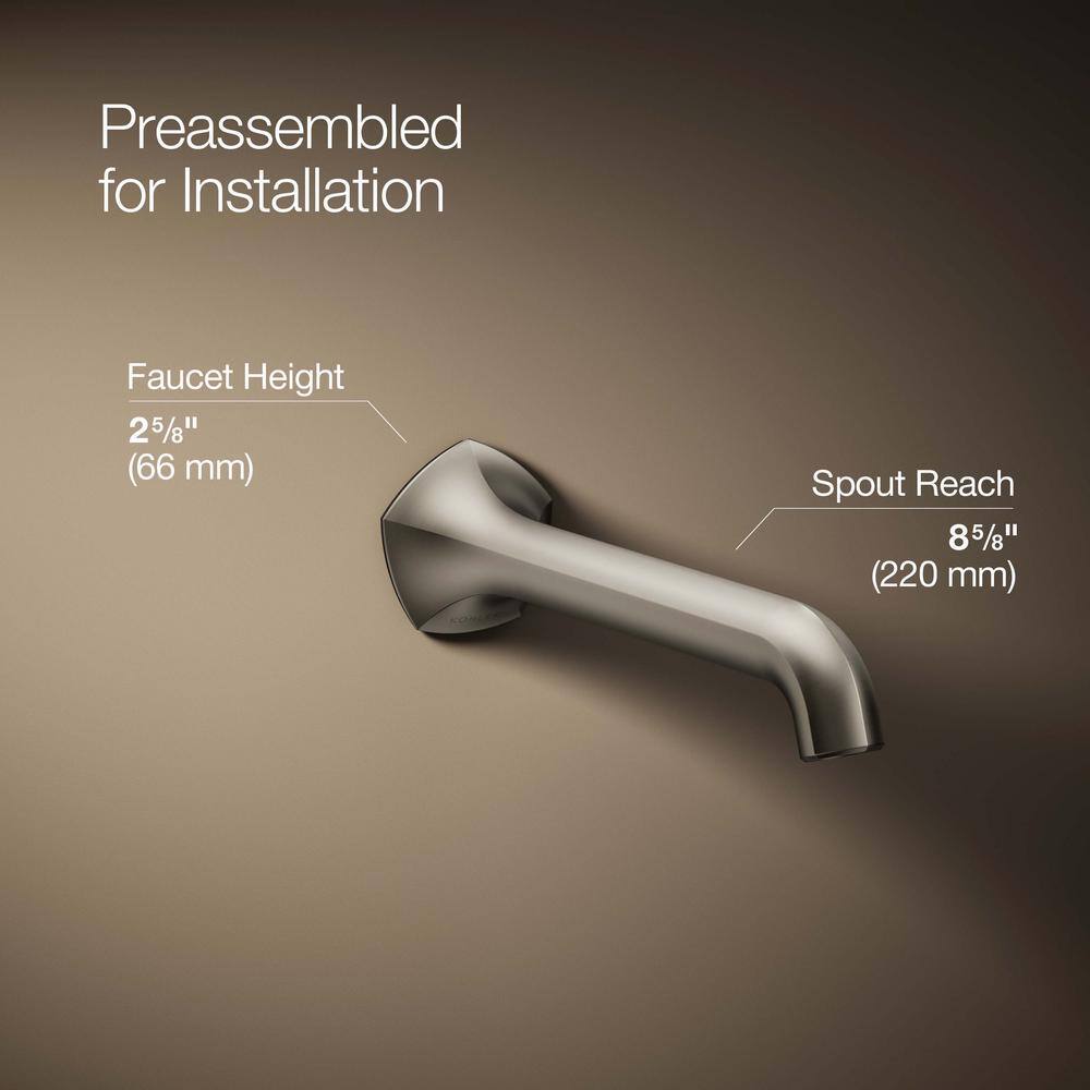 Occasion 8.63" Vibrant Brushed Nickel Wall-Mount Bathroom Faucet Spout