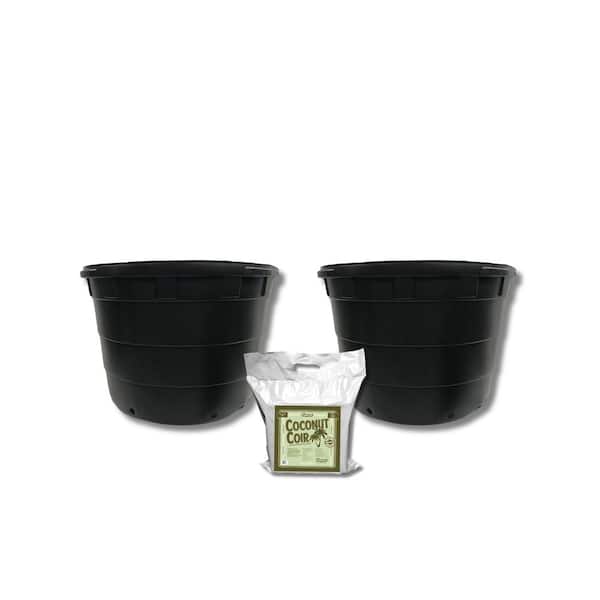 Viagrow 10 Gal. 37.85 l Plastic Nursery Trade Pots with Coconut Coir Growing Media (2-Pack)