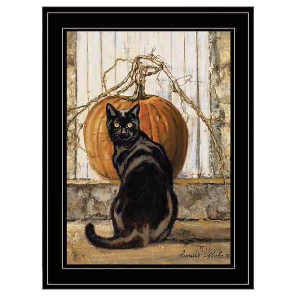 HomeRoots Charlie Black Cat 1-Piece Framed Wall Art 19 in. x 15 in.