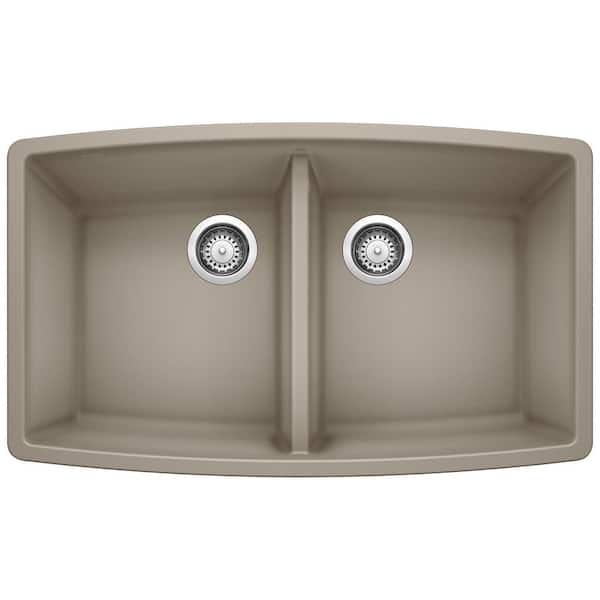 Blanco PERFORMA 33 in. Undermount 50/50 Double Bowl Truffle Granite Composite Kitchen Sink