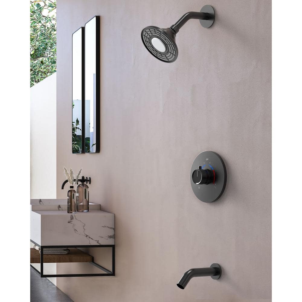 Grandjoy Smart Led Grain Single Handle Spray Wall Mount In Tub And