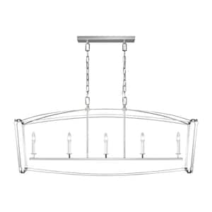 Thayer 5-Light Polished Nickel Transitional Linear Hanging Island Chandelier