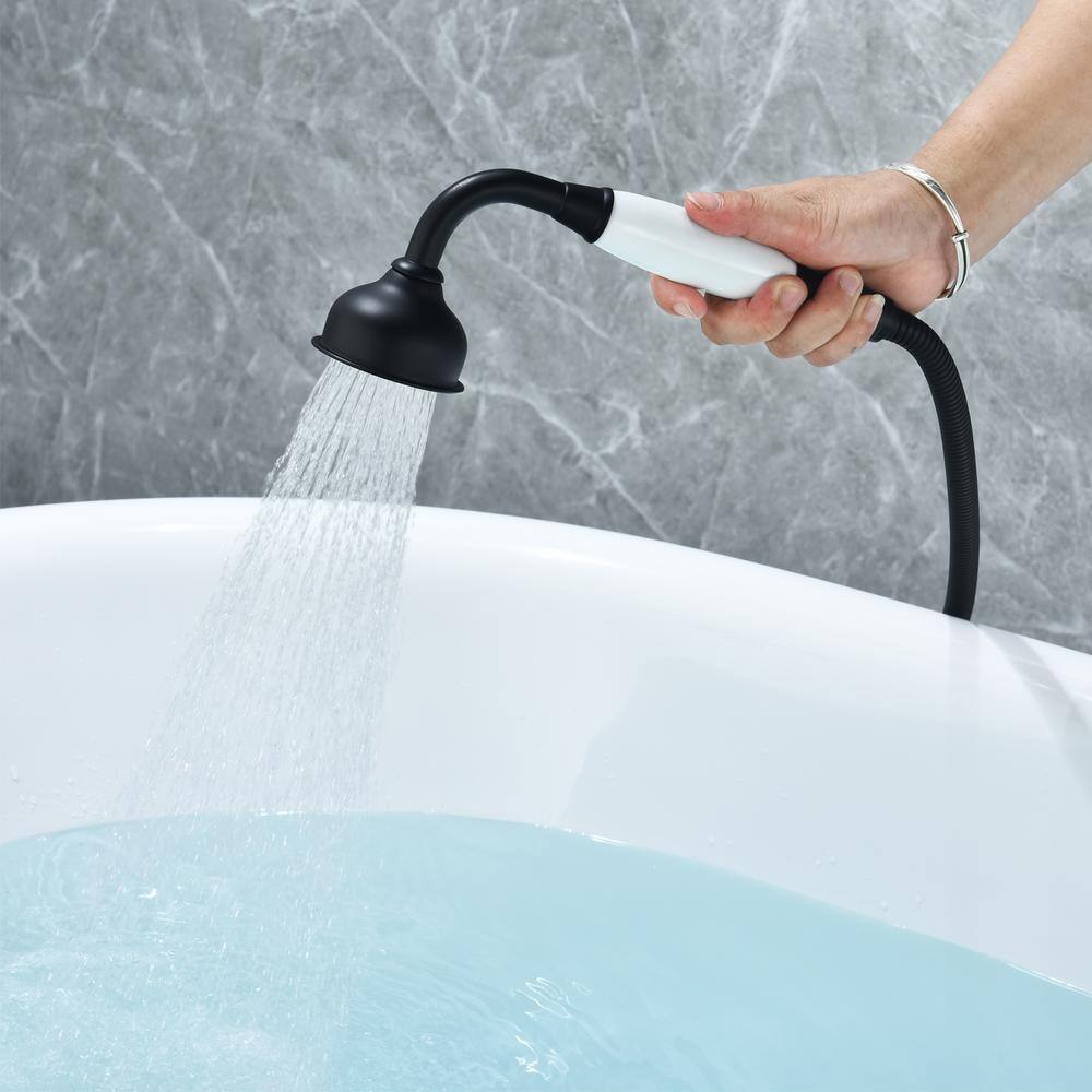 Matte Black Vintage Style Freestanding Tub Faucet with Handshower