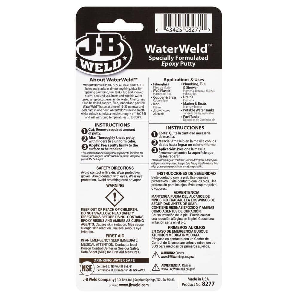 J B Weld 2 Oz Waterweld 77 The Home Depot