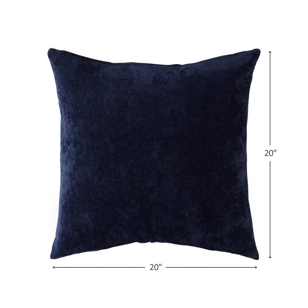 Plush Royal Blue 20" Square Velvet Throw Pillow with Zipper