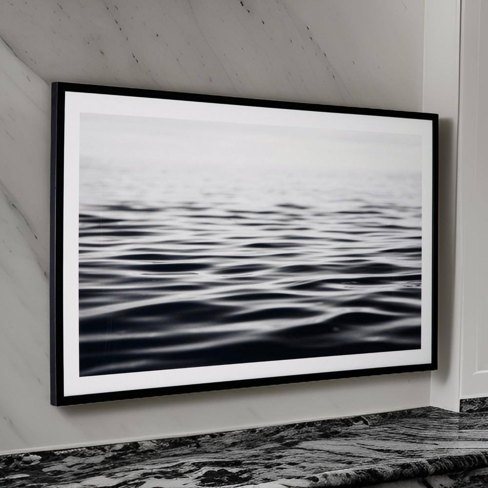 Large Black and White Waterscape Canvas Wall Art