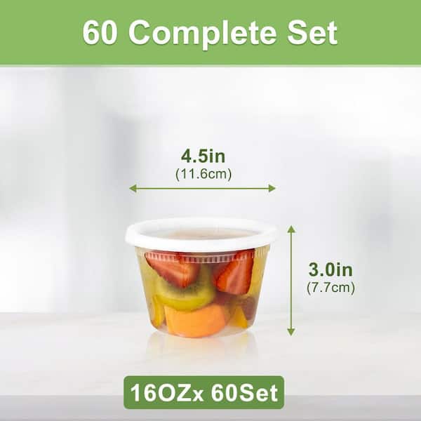Numhew 60 Sets 16 oz. Plastic Airtight Food Storage Containers