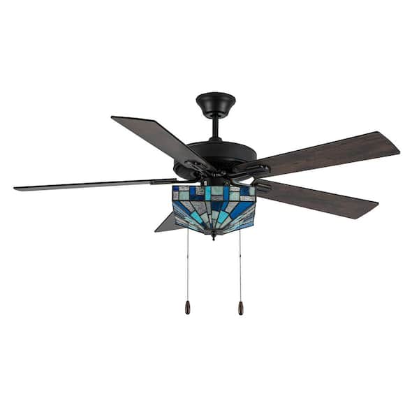Thane 52 in. 3-Light Indoor Tiffany Stained Glass Ceiling Fan with Light Kit