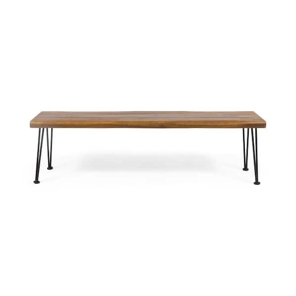 Anky 62 in. W 2-Person Teak Aluminium Outdoor Bench Ottoman
