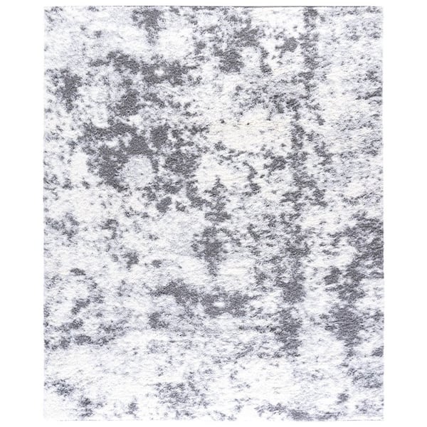 Lindsay Shag 9 ft. x 12 ft. Ivory/Gray Distressed Abstract Area Rug