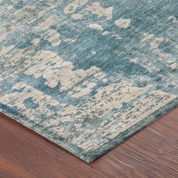 Chantille Machine Washable Indoor/Outdoor Abstract ACN2750 Teal 10 ft. x 14 ft. Area Rug