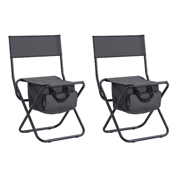 TIRAMISUBEST 2-piece Folding Outdoor Chair with Storage Bag, Portable Chair  for indoor, Outdoor Camping, Picnics and Fishing,Grey ZBWW24172221 - The  Home Depot