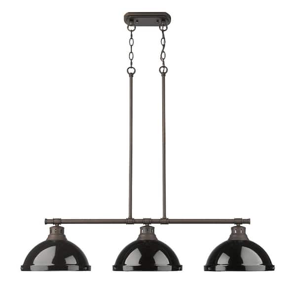 Duncan 300-Watt 3-Light Rubbed Bronze Pendant Light with Steel Shade