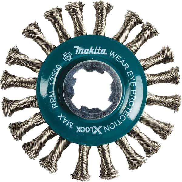 Makita X-Lock Quick Change System 4-1/2 in. Stainless Steel Full Cable Knotted Twist Wire Wheel