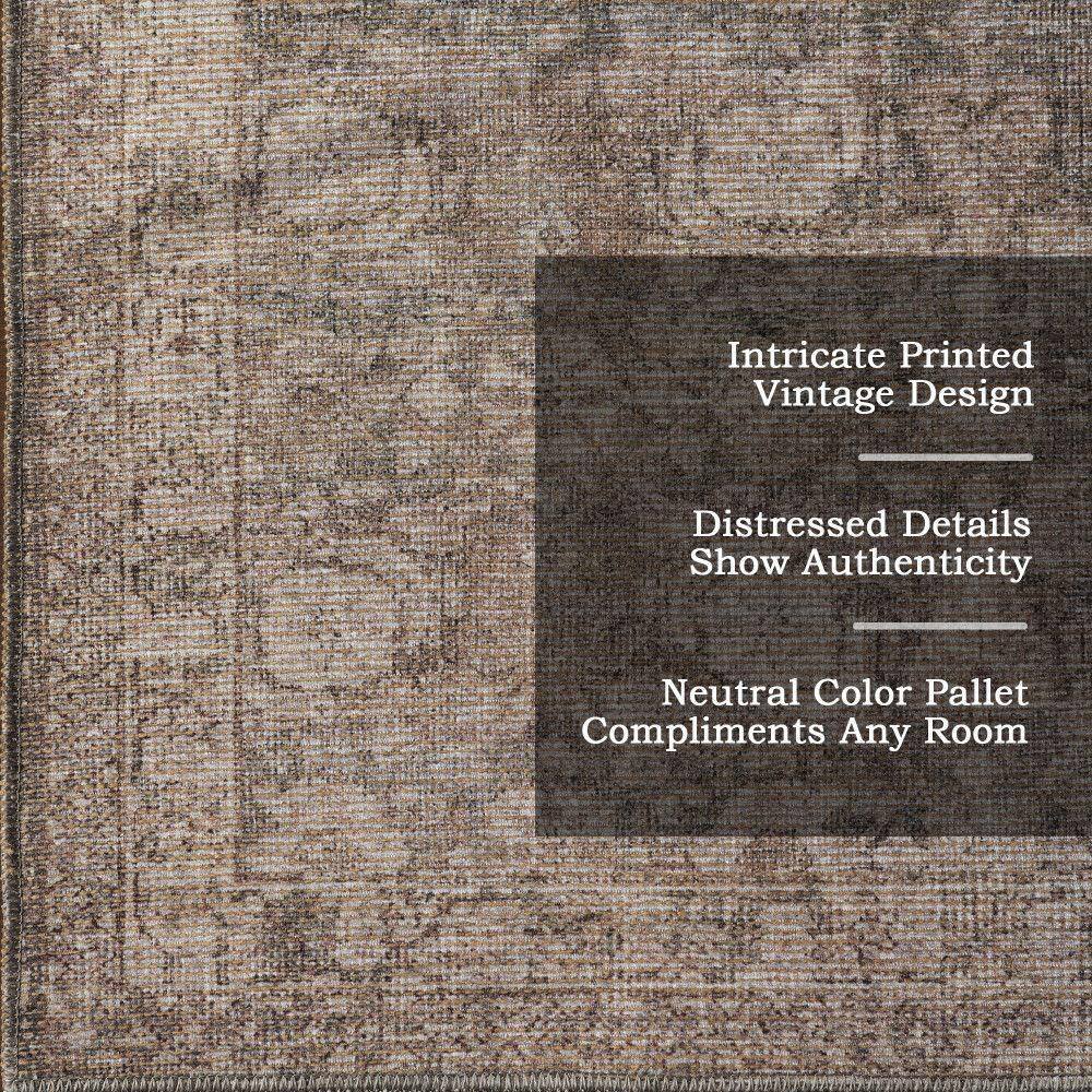 Delphi Dark Beige Rectangular Synthetic Area Rug, 6' 7" x 9'