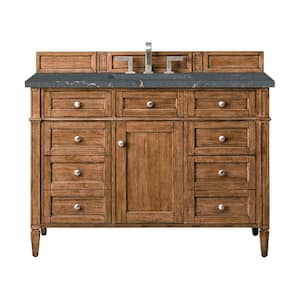 Brittany 48.0 in. W x 23.5 in. D x 34.0 in. H Single Bathroom Vanity in Saddle Brown with Parisien Bleu Quartz Top