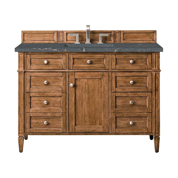 James Martin Vanities Brittany 48.0 in. W x 23.5 in. D x 34.0 in. H Single Bathroom Vanity in Saddle Brown with Parisien Bleu Quartz Top