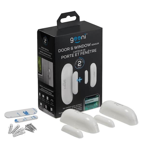 Geeni Wi-Fi Smart Wireless Door and Window Sensor- No Hub Required, White (2 Pack)