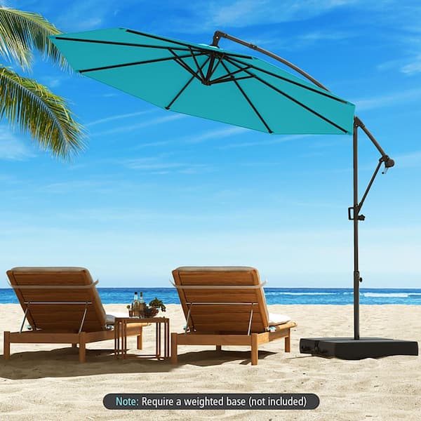 fade proof patio umbrella Boyel Living 10 ft. Outdoor Cantilever Patio Umbrella Fade Resistant and UV Resistant with Infinite Tilt-Turquoise