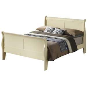 Louis Philippe Beige Full Sleigh Bed with High Footboard