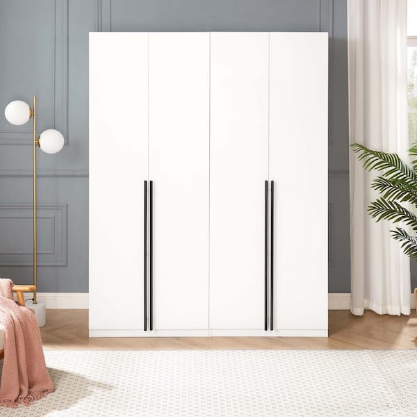 Manhattan Comfort Lee White 63 in. Freestanding Wardrobe with