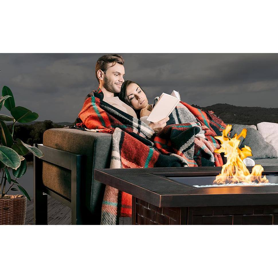 Armstrong Bronze Aluminum Gas Fire Pit Table with Clear Fire Glass