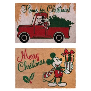 Mickey Mouse Christmas 20 in. x 34 in. Coir Door Mat (2-Pack)