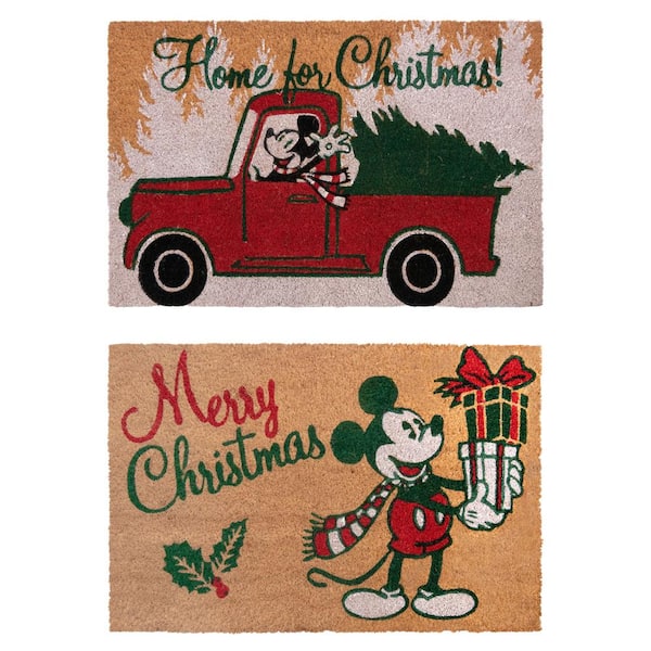 Disney Mickey Mouse Christmas 20 in. x 34 in. Coir Door Mat (2-Pack)