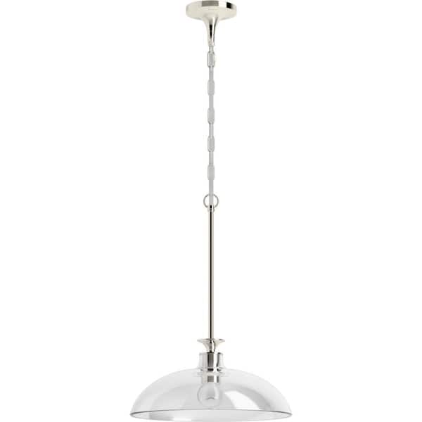 KOHLER Tone 1 Light Pendant Lighting Fixture for Kitchen Island, Polished Nickel, 6' Adjustable Cord Length