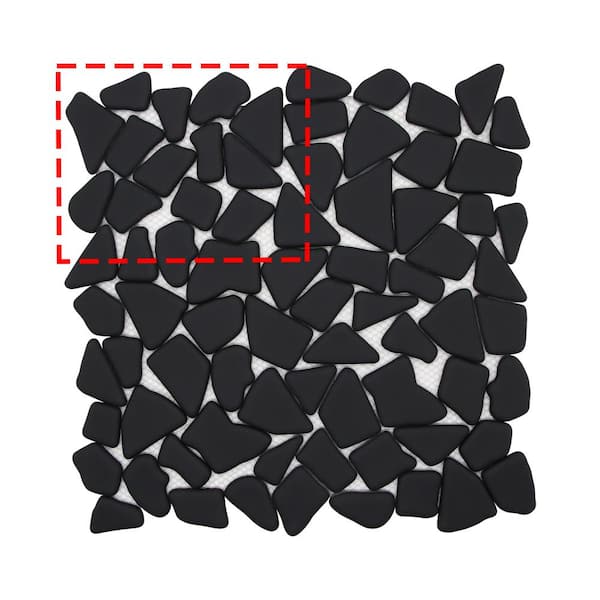 sunwings Pebble Black 6 in. x 6 in. Recycled Glass Marble Looks Mesh-Mounted Floor and Wall Mosaic Tile (Sample 0.25 sq. ft.)