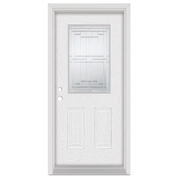 Stanley Doors 36 in. x 80 in. Architectural Right-Hand Zinc Finished Fiberglass Oak Woodgrain Prehung Front Door