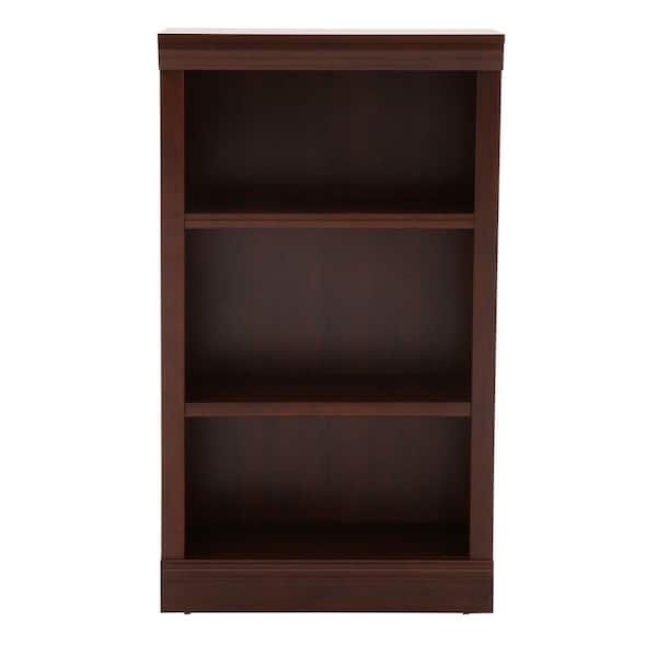 Hampton Bay 42.56 in. Dark Brown Wood Faux Wood 3-shelf Standard Bookcase with Adjustable Shelves