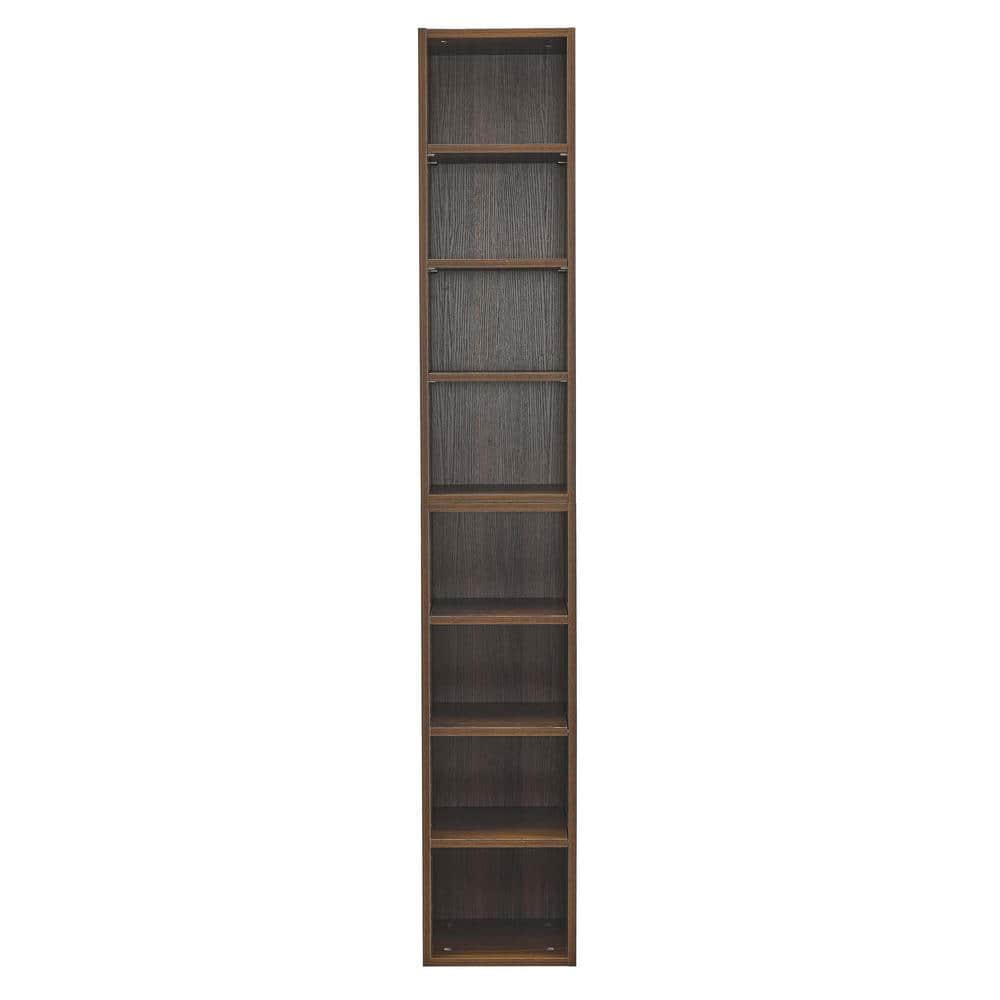 11.6 in. W x 9.3 in. D x 70.9 in. H Brown Linen Cabinet, 8-Tier Media Tower