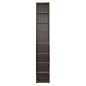 11.6 in. W x 9.3 in. D x 70.9 in. H Brown Linen Cabinet, 8-Tier Media Tower Rack with Adjustable Shelves