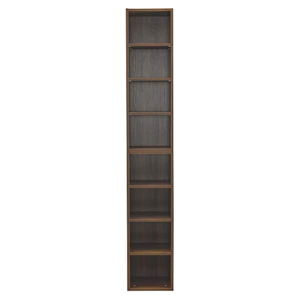 Unbranded 11.6 in. W x 9.3 in. D x 70.9 in. H Brown Linen Cabinet, 8-Tier Media Tower Rack with Adjustable Shelves