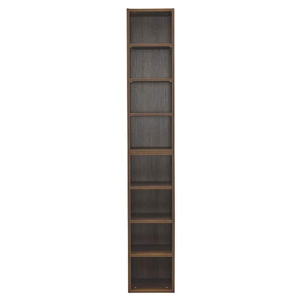 11.6 in. W x 9.3 in. D x 70.9 in. H Brown Linen Cabinet, 8-Tier Media Tower Rack with Adjustable Shelves