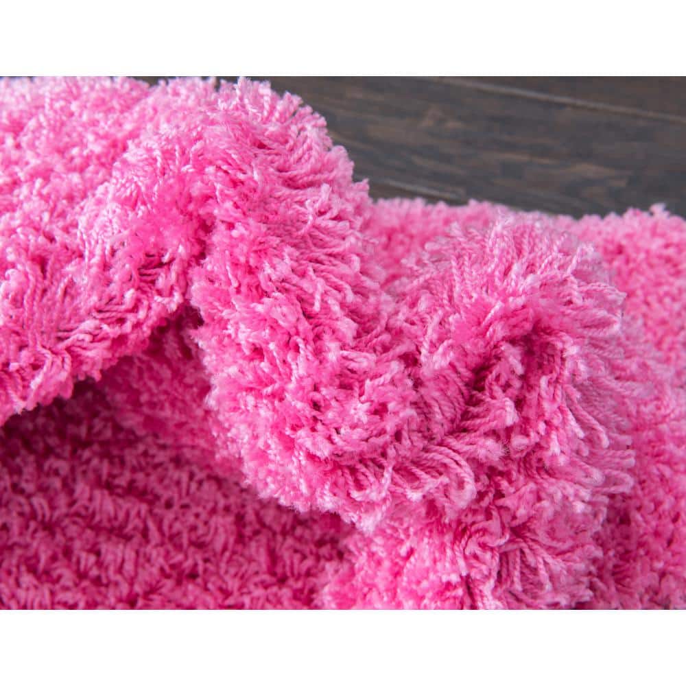 Taffy Pink Plush Rectangular Shag Area Rug for Easy Care