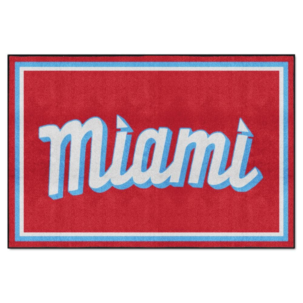 Marlin Rug FANMATS Miami Marlins 5ft. x 8 ft. Plush Area Rug 37542 - The Home Depot