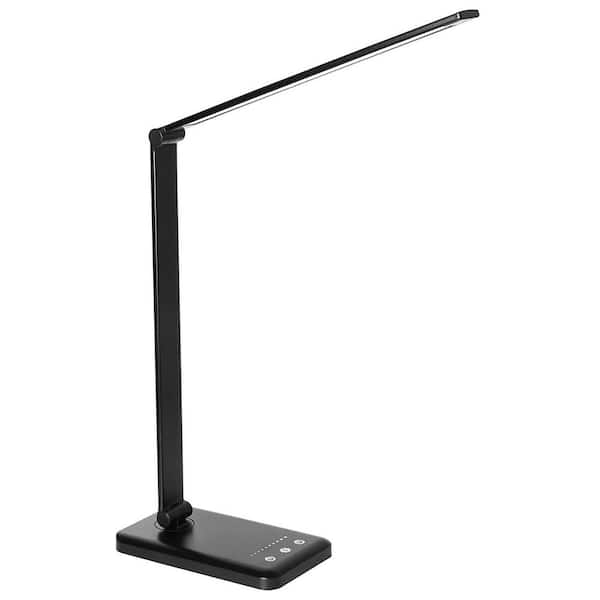 Etokfoks Black Dimmable Integrated LED Desk Table Reading Lamp with USB ...