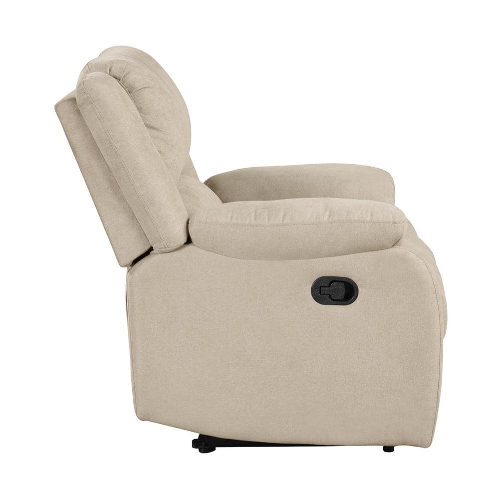 Oatmeal Fabric Recliner with Pillow Top Arms