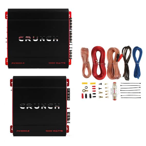Crunch PX1000.2 1000 Watts 2-Channel Class AB Car Amplifier w/ Free Amp Kit 