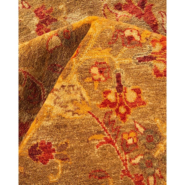 Eclectic Yellow 12 ft. x 18 ft. Oriental Wool Indoor Area Rug