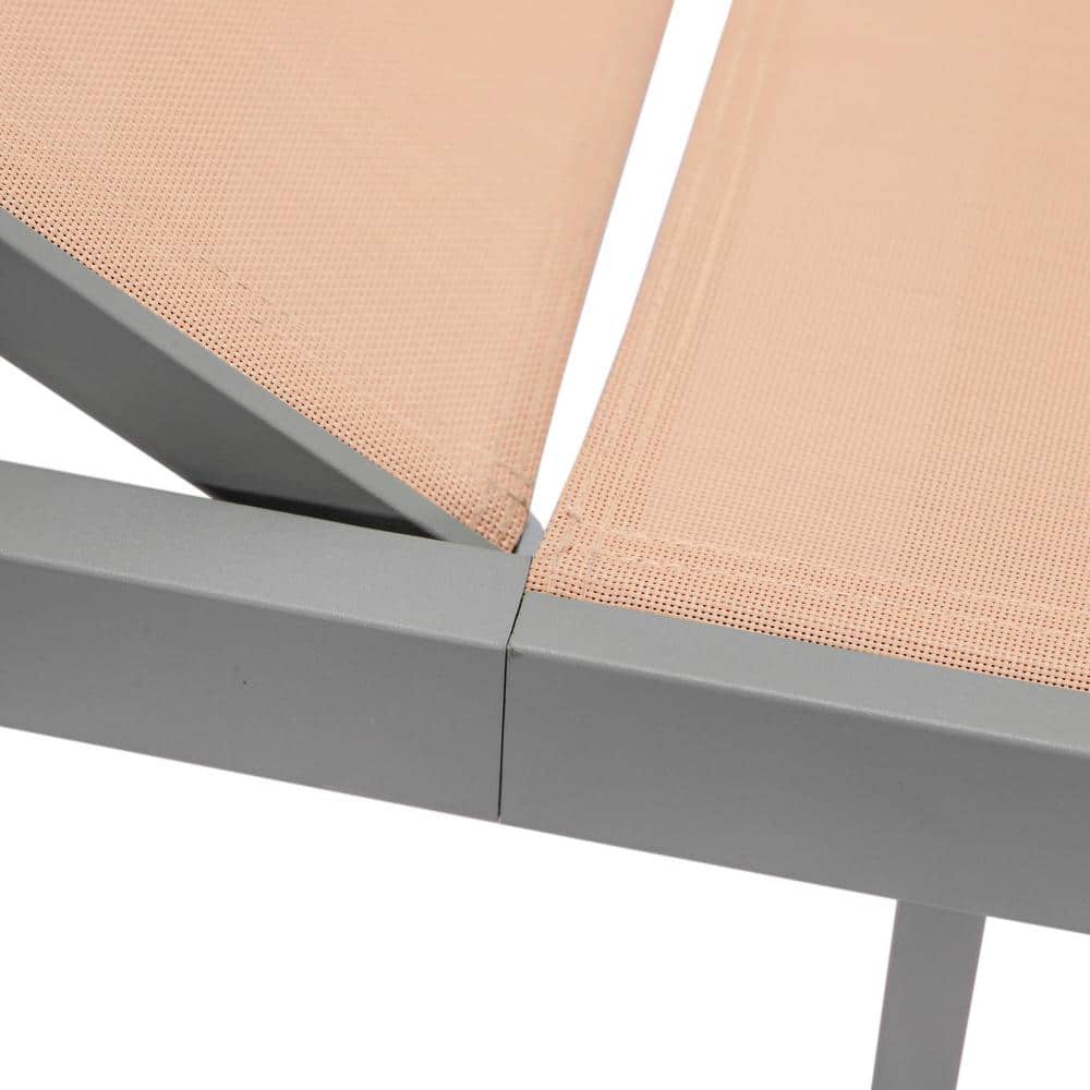 Light Brown Aluminum Armless Patio Chaise Lounge Chair