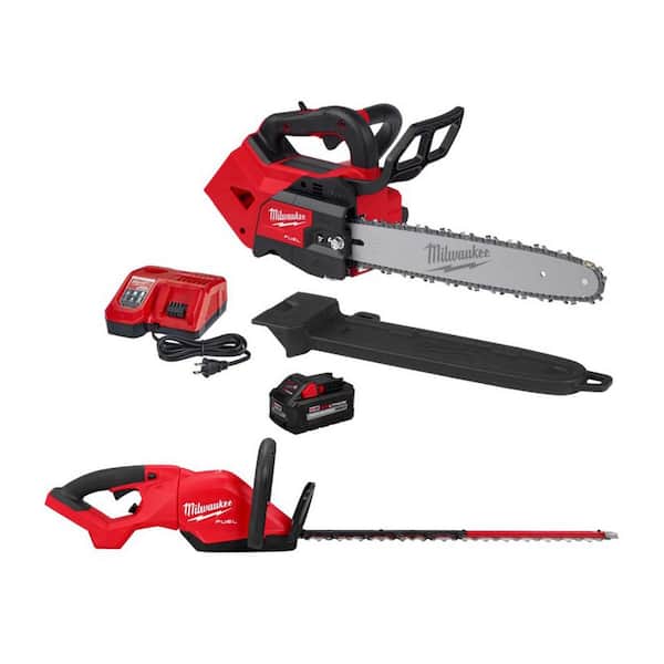 M18 FUEL 14 in. 18V Brushless Cordless Electric Battery Top Handle Chainsaw w/ Hedge Trimmer, 8.0 Ah Battery & Charger