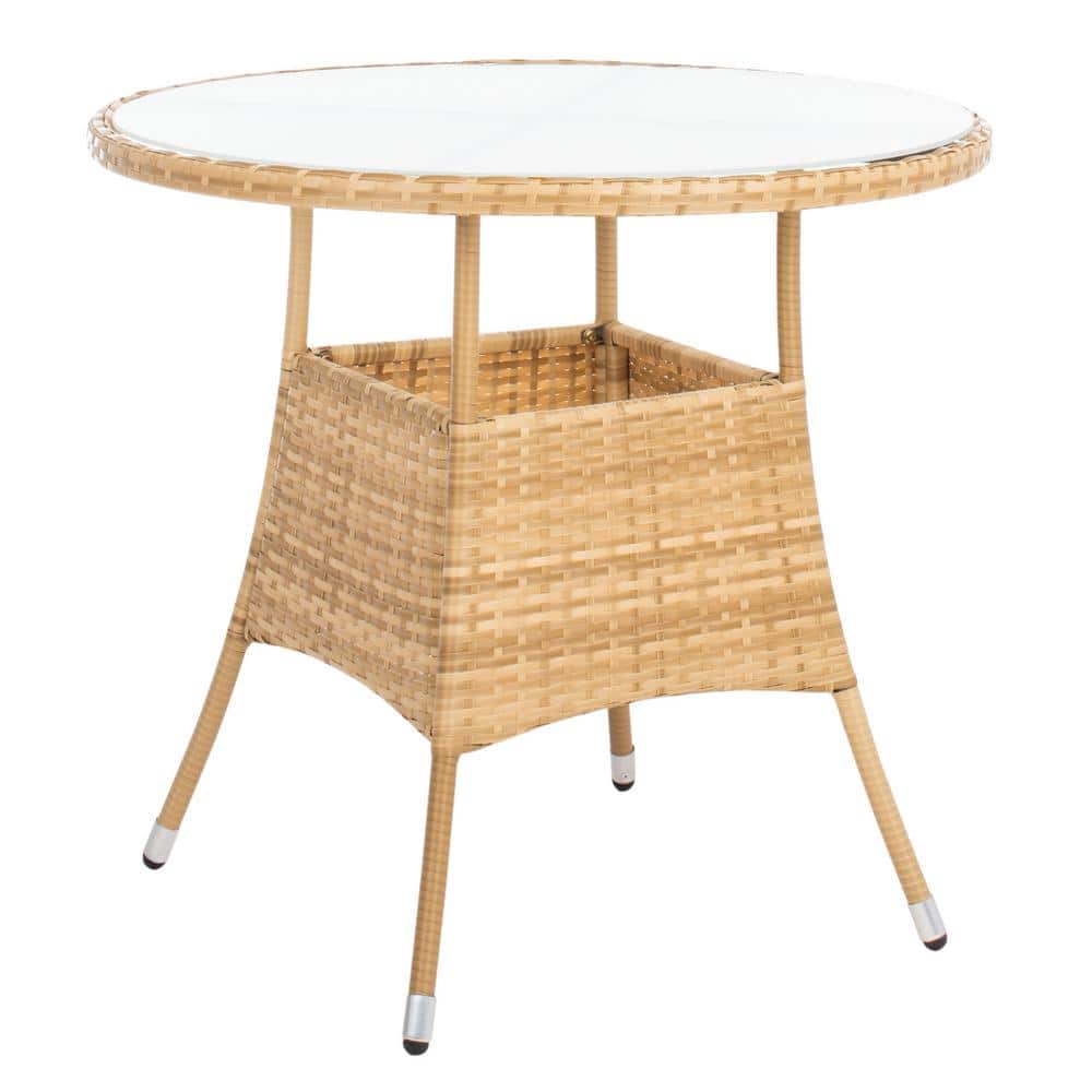 Natural Wicker 5 Piece Bistro Dining Set with Cushions