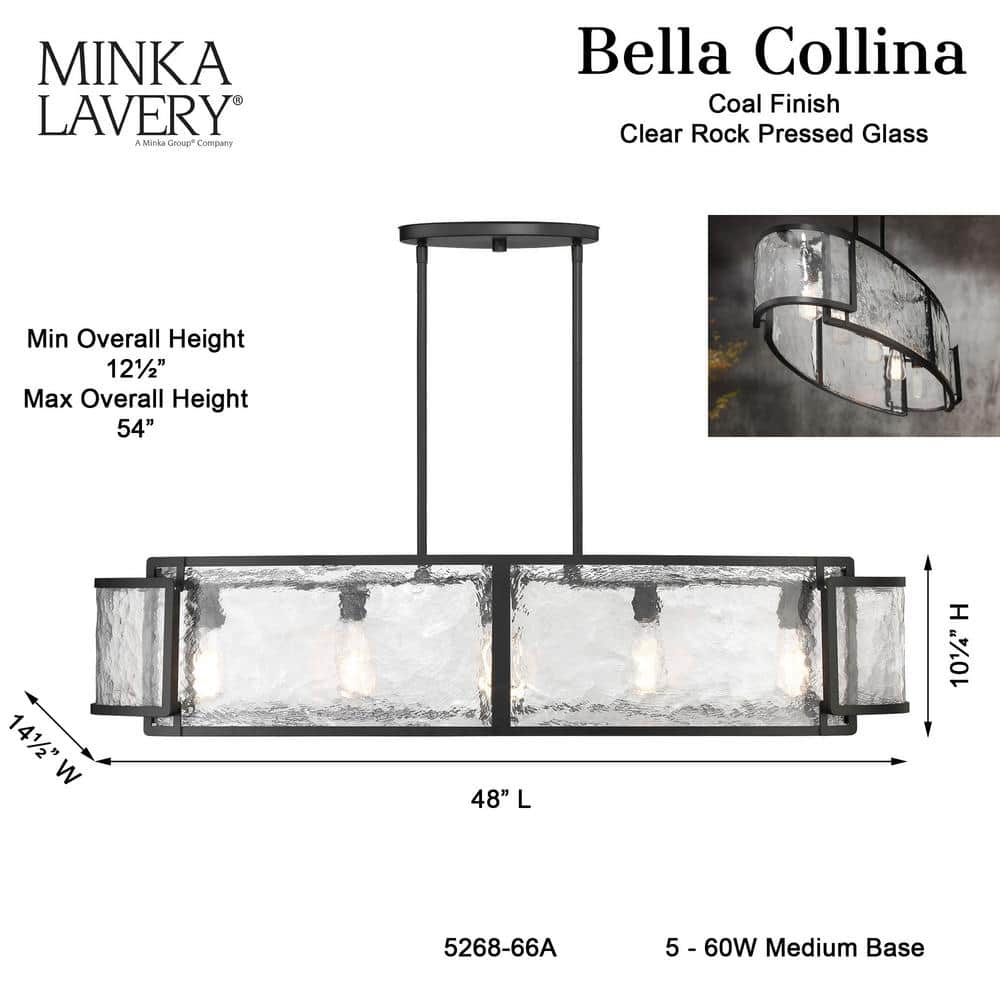 Bella Collina 5-Light Coal and Clear Glass Linear Chandelier