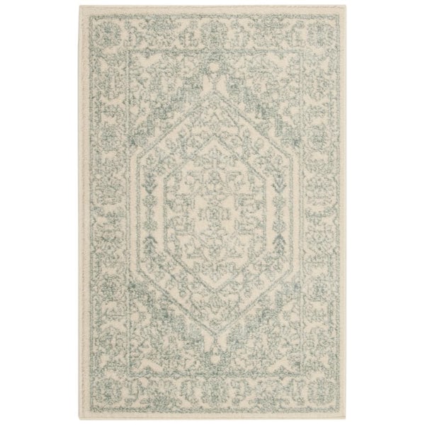 SAFAVIEH Adirondack Ivory/Slate Doormat 3 ft. x 4 ft. Border Medallion Area Rug